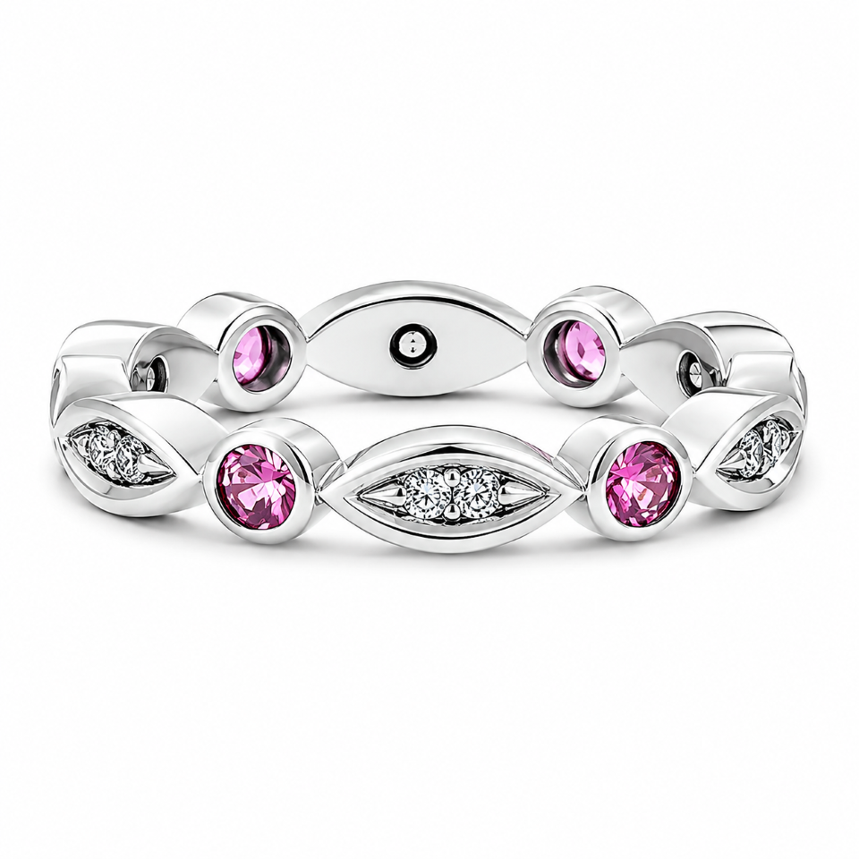 18ct diamond and sapphire full eternity ring