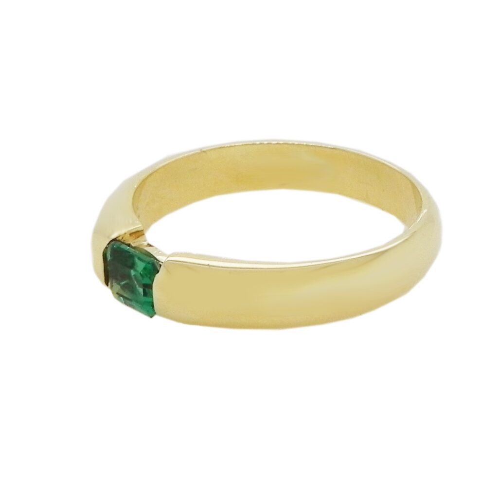Mens 18ct yellow gold Emerald set ring Jewellery Design Studio