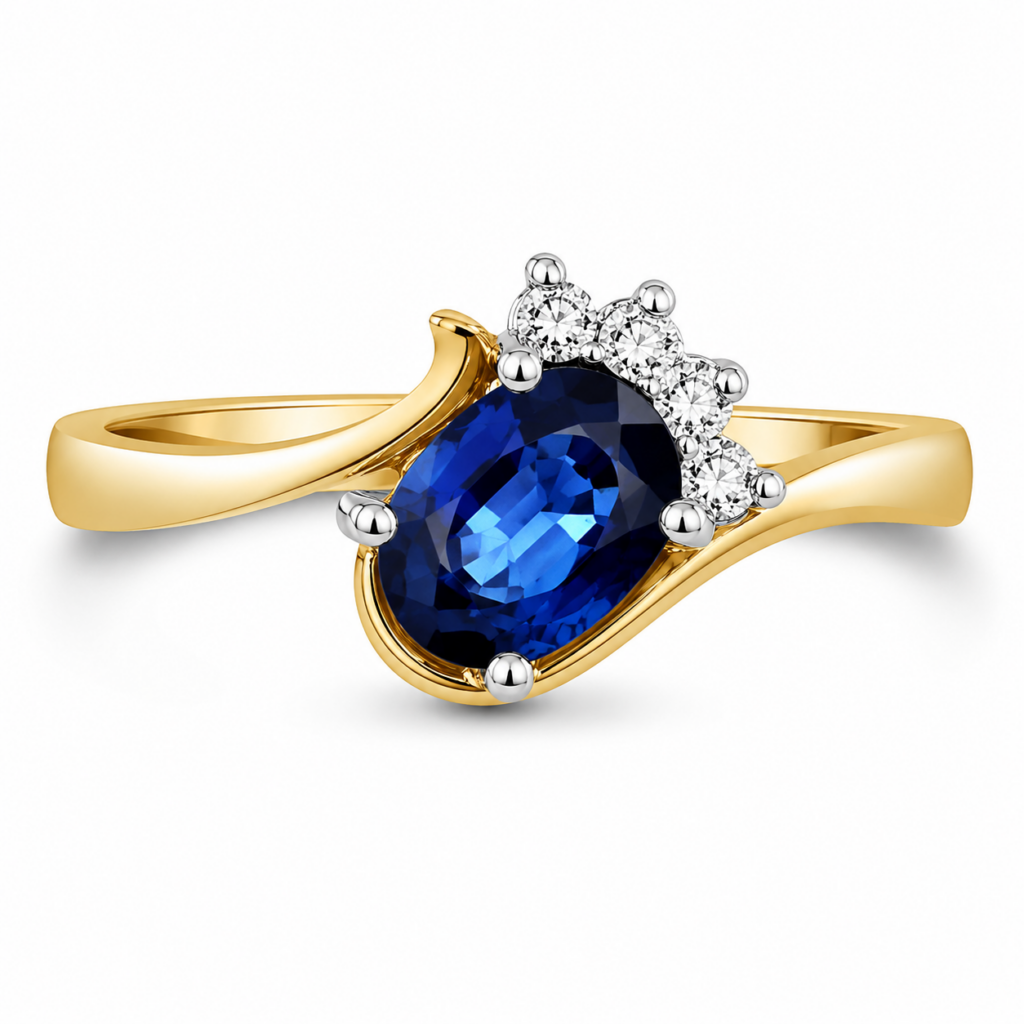 Golg Ring w/t Australian Blue Sapphire 4 claw set