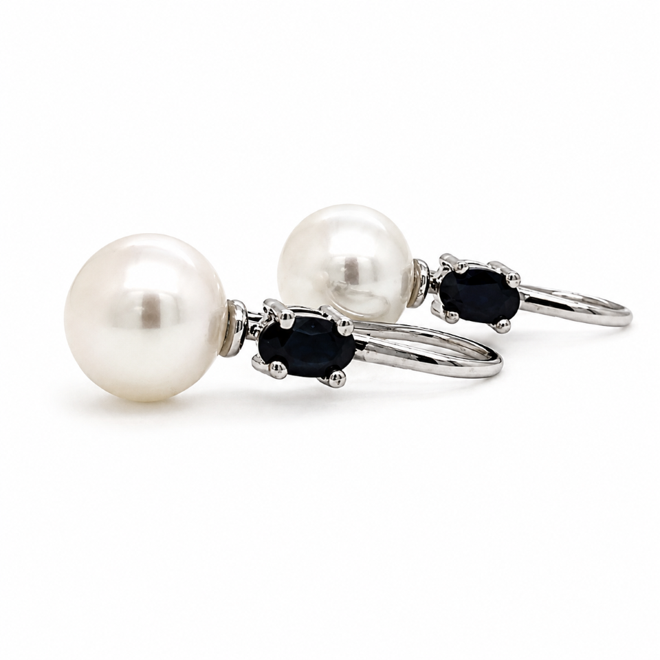 sapphire pearl drop-earrings perth