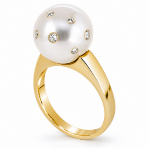 diamond embedded pearl ring perth