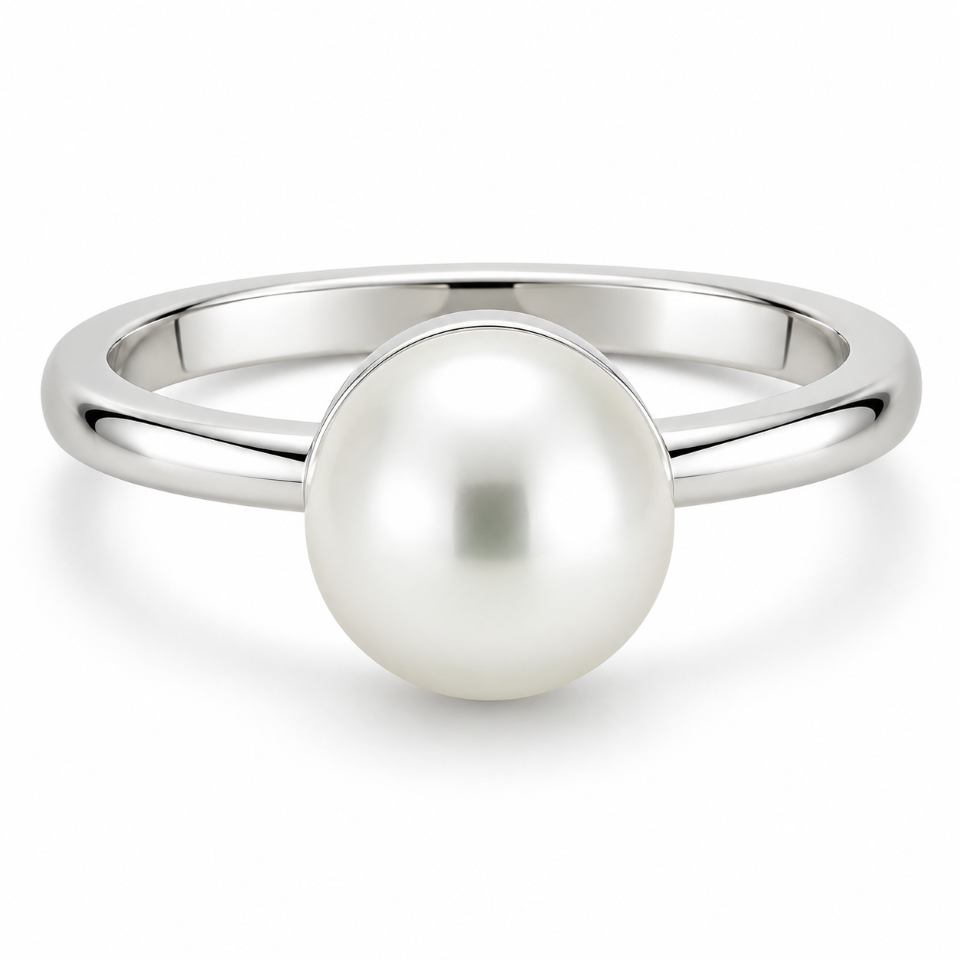 18ct white gold pearl ring