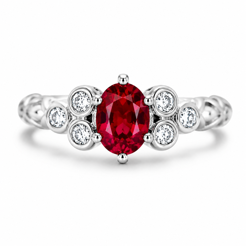 red pinel white gold ring perth
