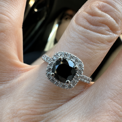 black diamond ring custom design client photo