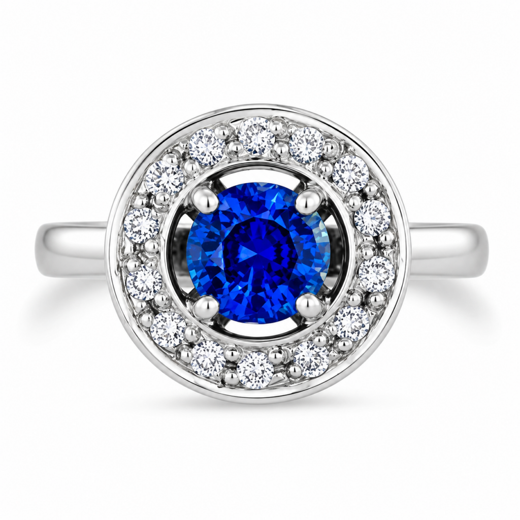 sapphire ring white gold and diamonds